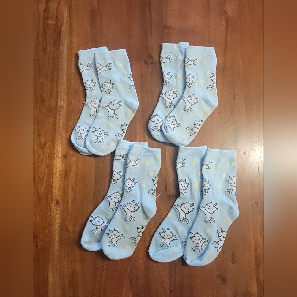 Four (4) Pairs Girls Cat Socks